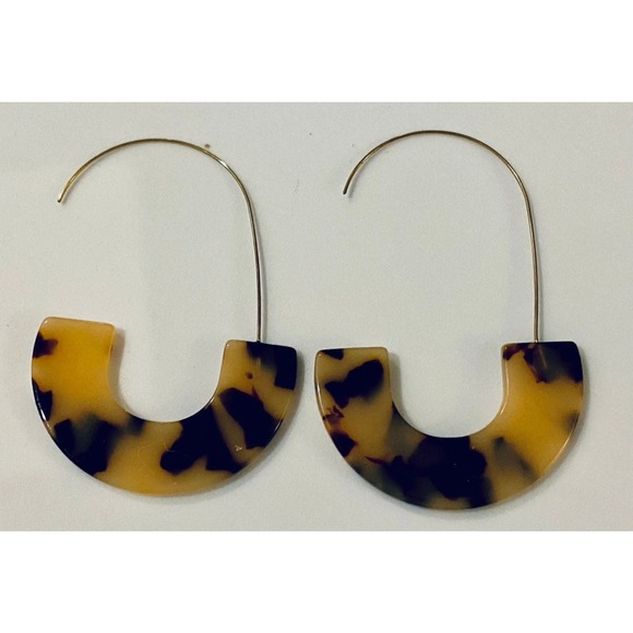 Tortoise Shell Acrylic Wire Loop Earrings - Picture 1 of 1